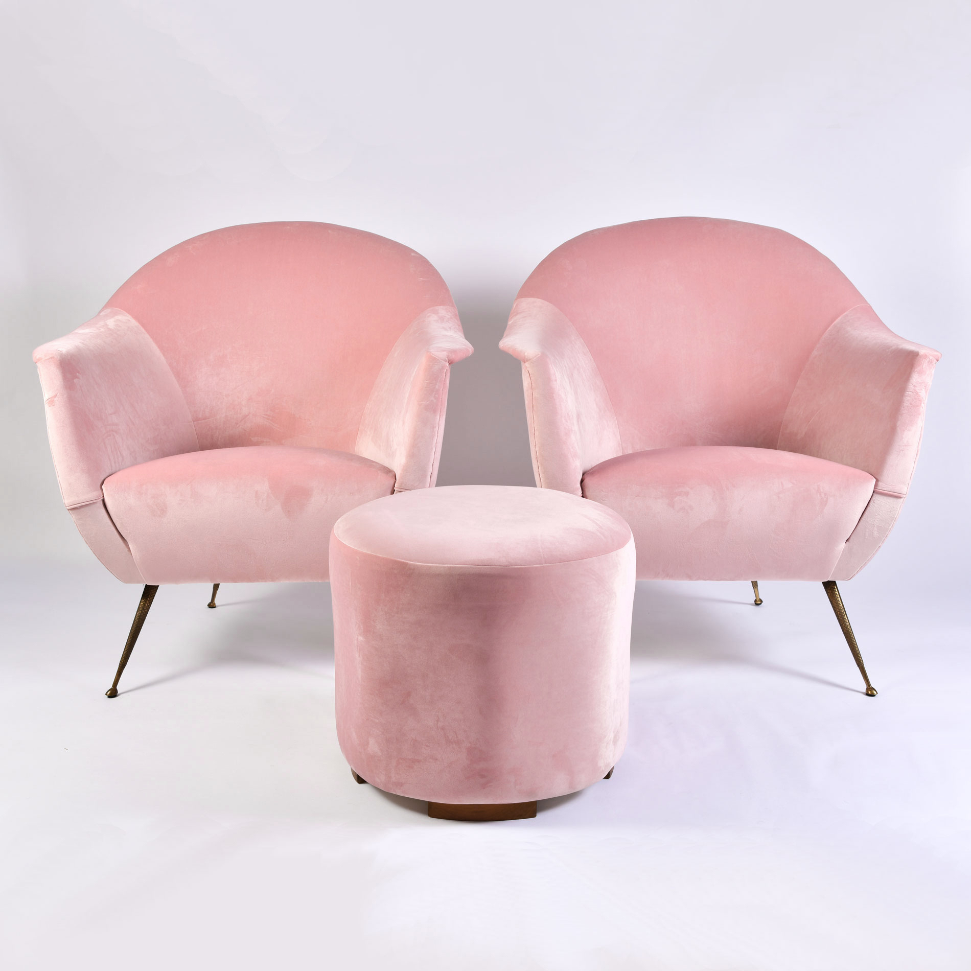 Pink Velvet Circular Stool 03