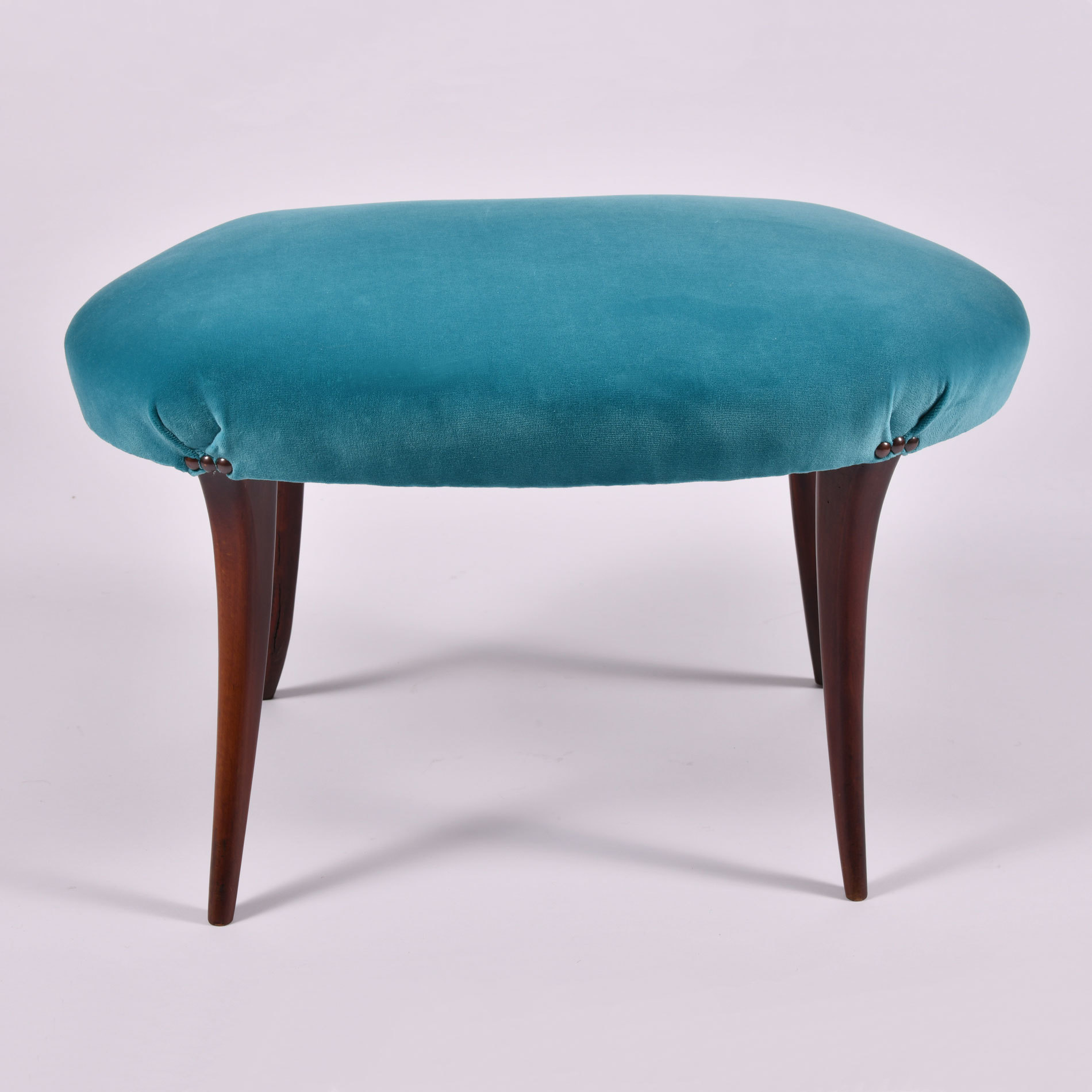 Turquoise Velvet Stool 01