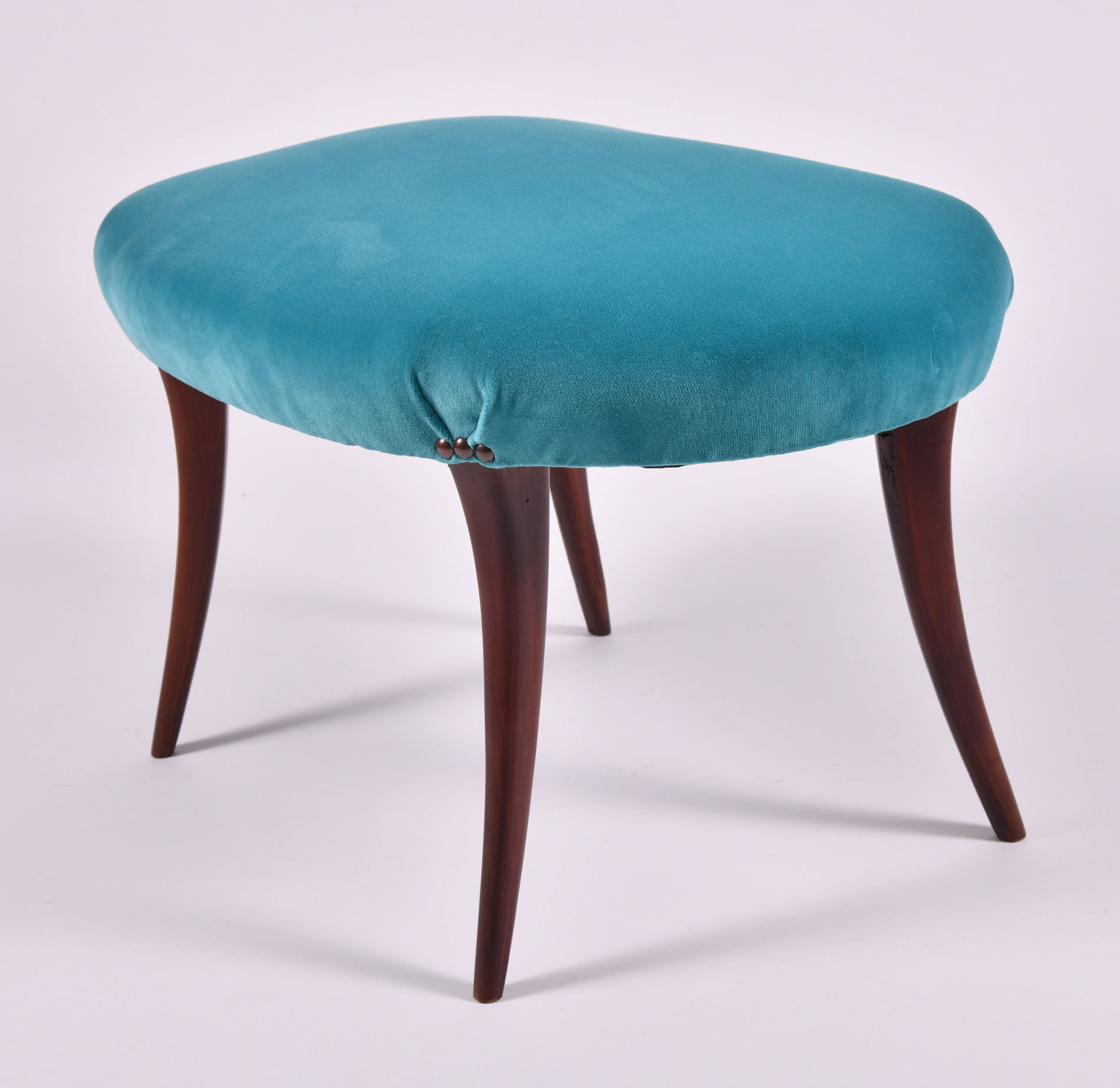 Turquoise Velvet Stool 02