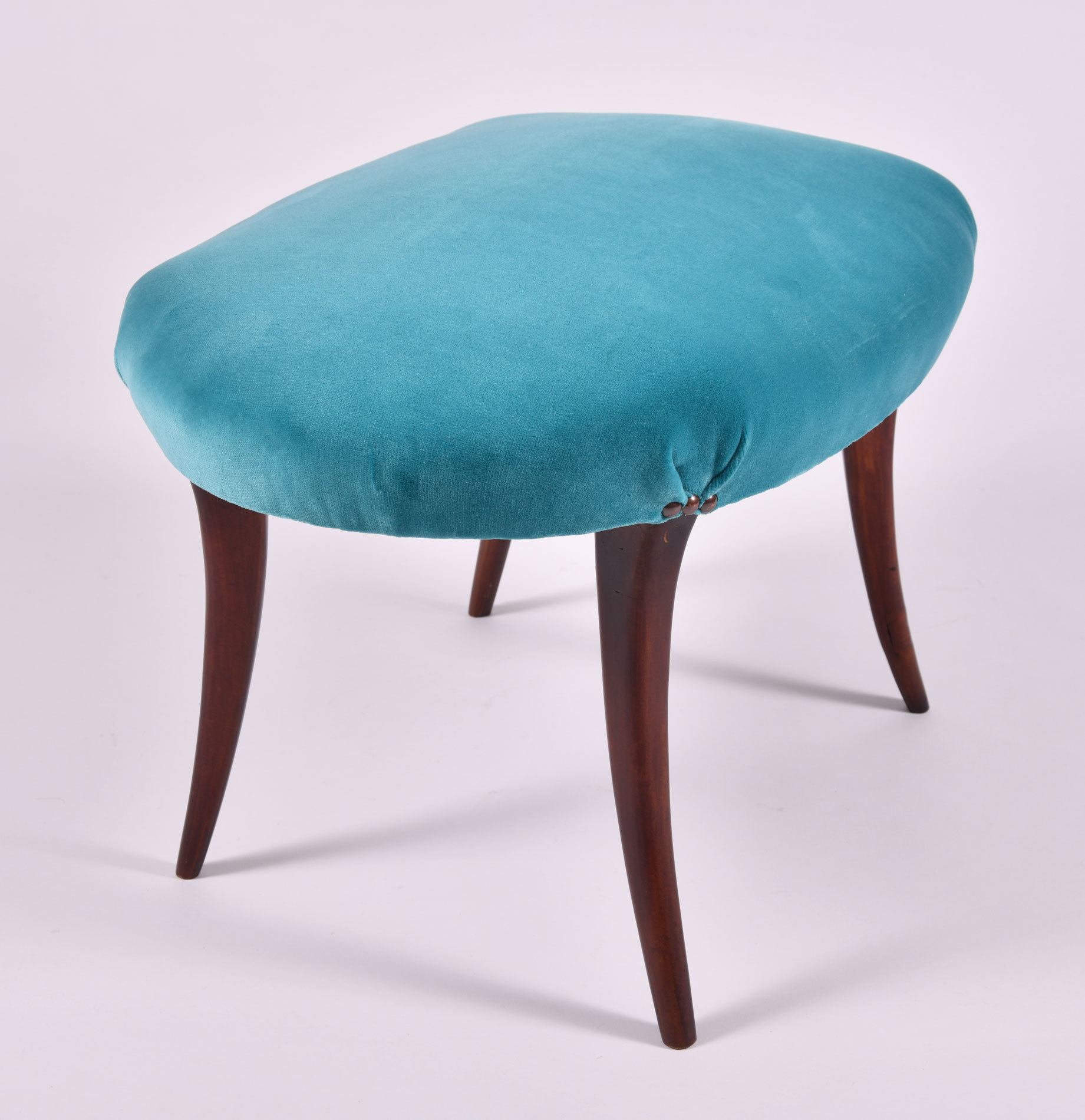 Turquoise Velvet Stool 03