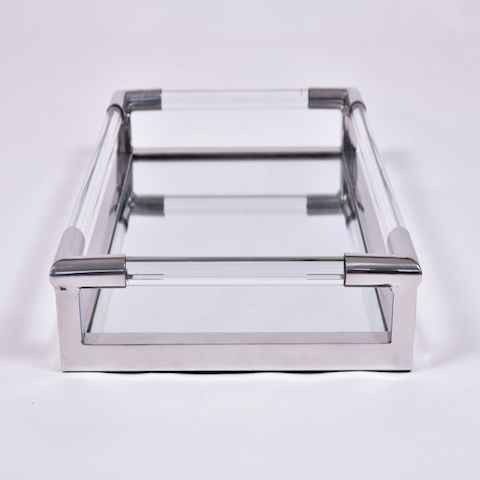 The image for Us Lucite Chrome Rectangular Tray 2