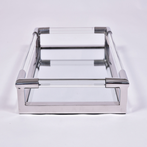 Us Lucite Chrome Rectangular Tray 2