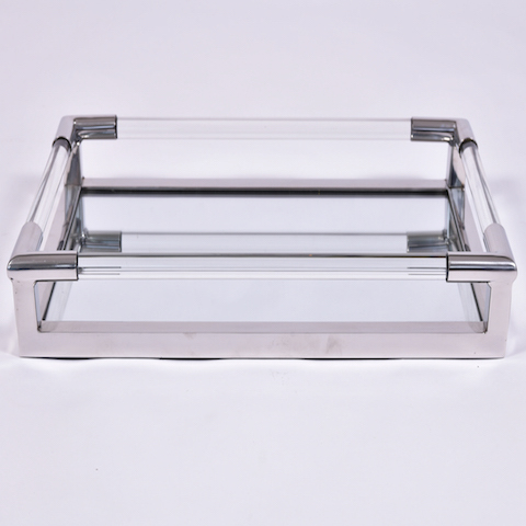 Us Lucite Chrome Rectangular Tray 4