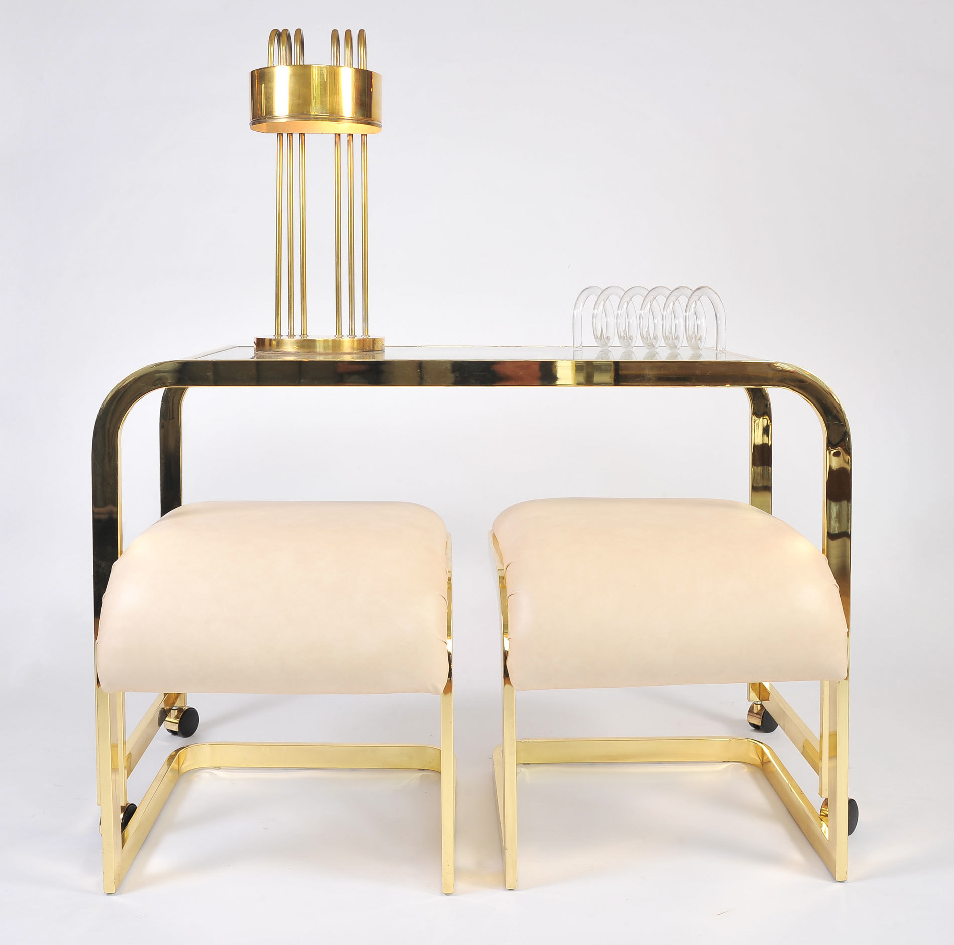 Us Brass Desk And Stools 02