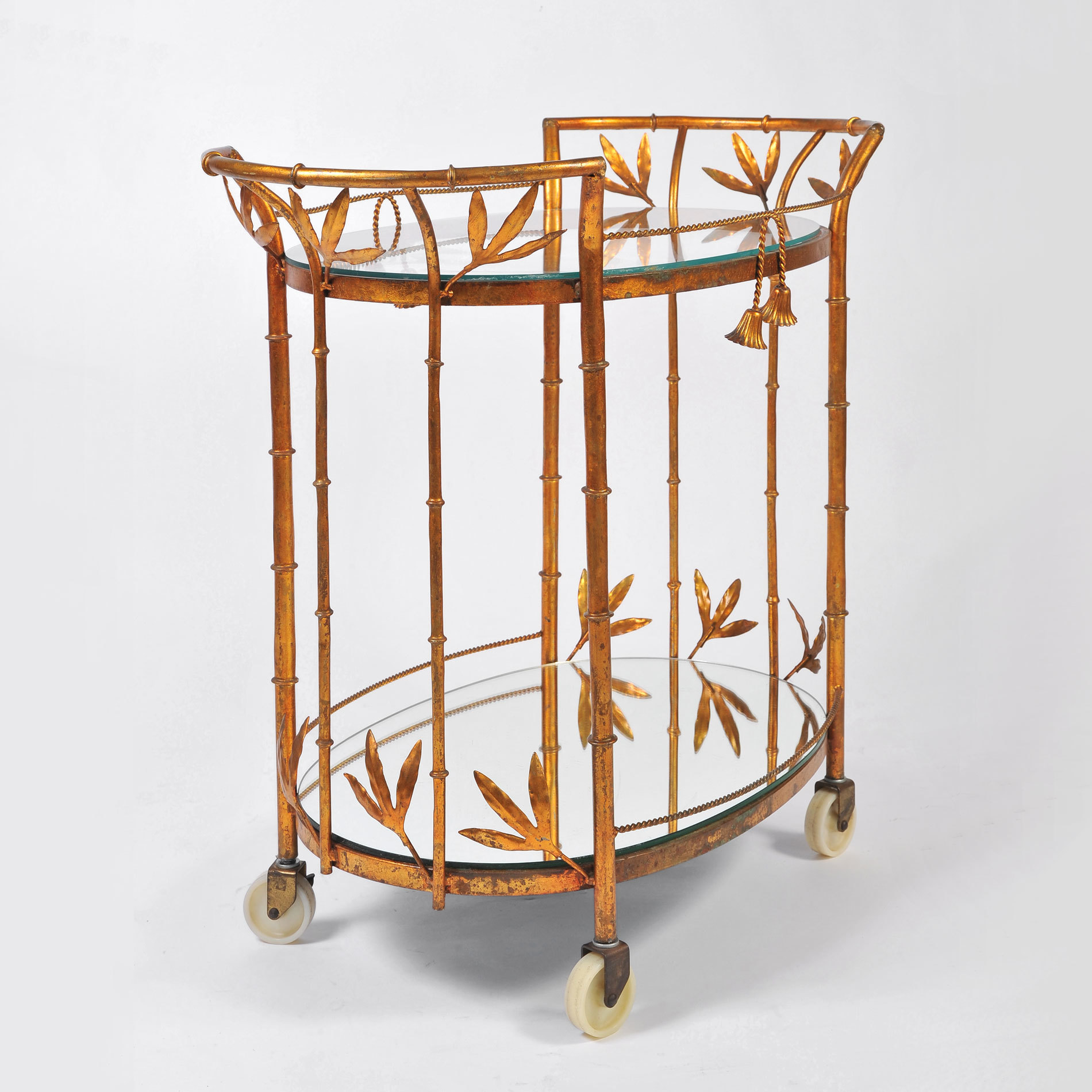 The image for Us Gilded Bamboo Leaves Trolley 01