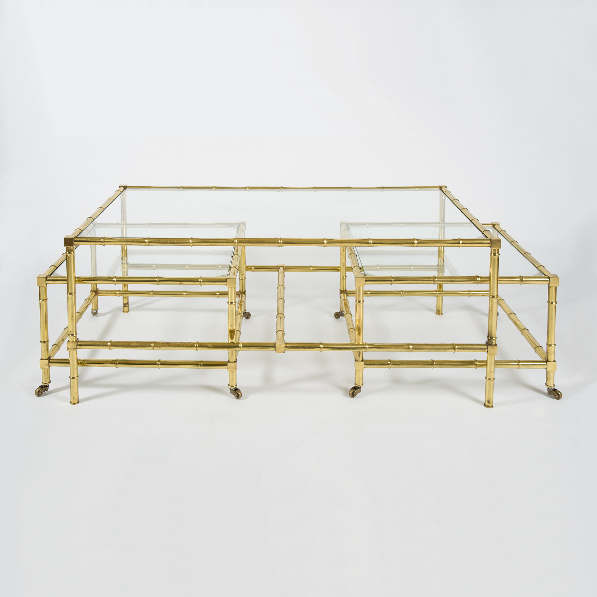 Set of 1950s Italian brass 'bamboo' tables