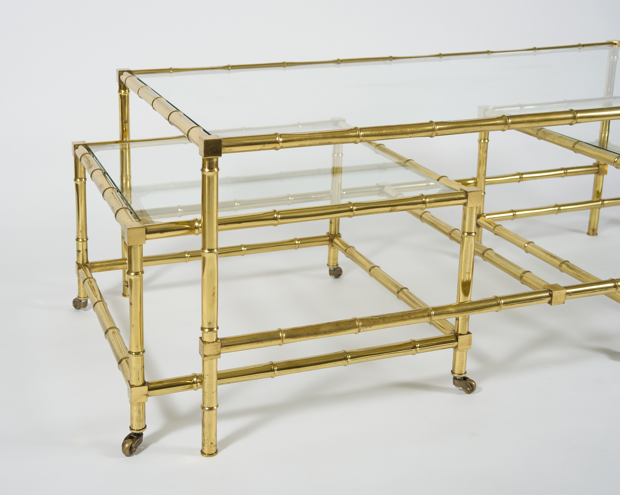 Set of 1950s Italian brass 'bamboo' tables