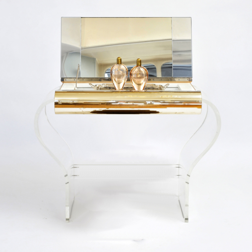 1950S American Lucite Dressing Table Gold Front 01