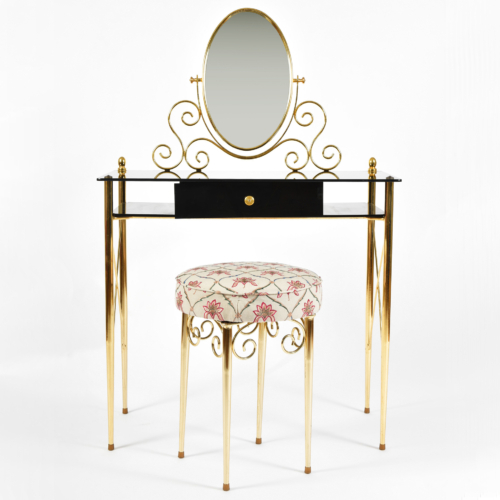 Black Glass And Brass Dressing Table 01