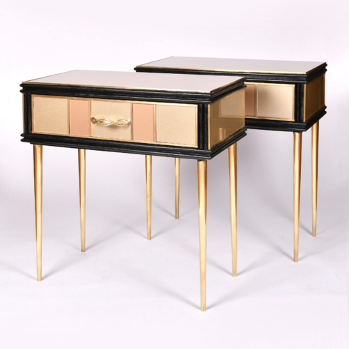 Pair 1960S Gold Bedside Tables 02