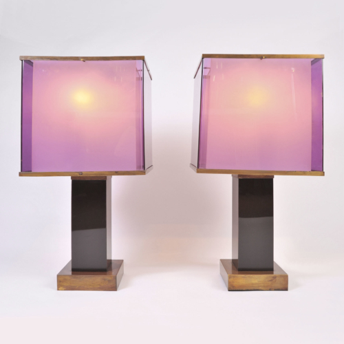 Pair Double Perspex Shade Lamps 01