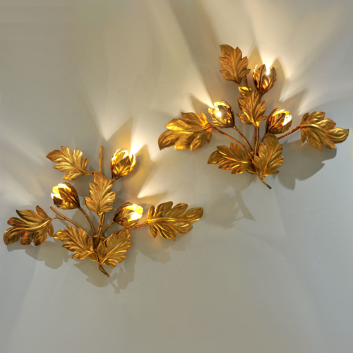 Pair Gilded Peonie Wall Lights 01 Vw