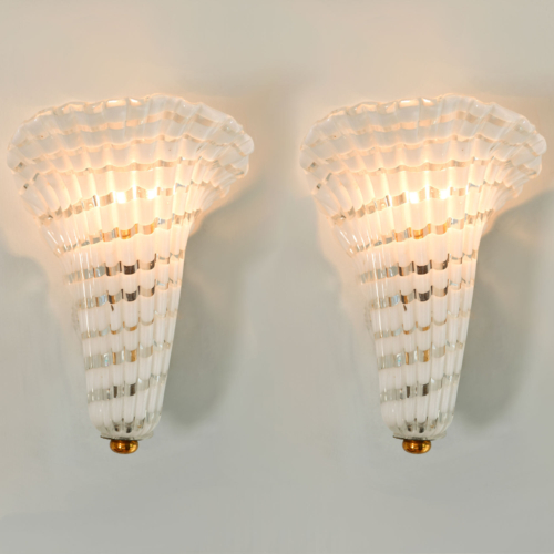 Pair Murano Fluted Wall Lights 01