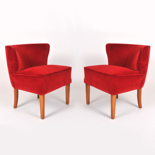 Pair Red Velvet Chairs 01