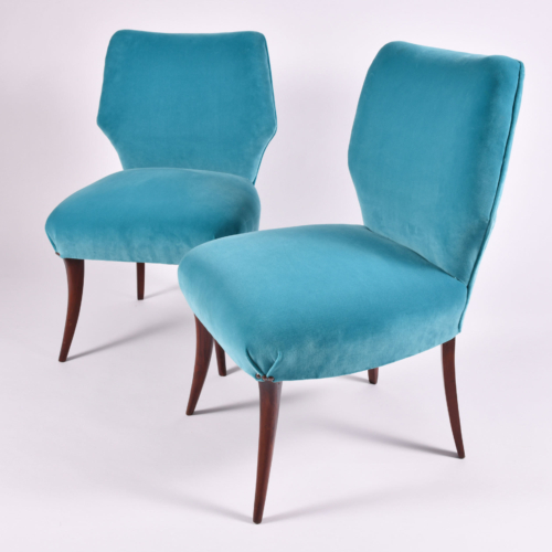 Pair Turquoise Velvet Chairs 01