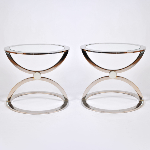 Pair Us Chrome Circular Sidetables 01