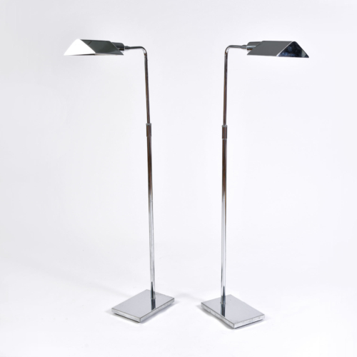 Pair Chrome Standard Lamps 01