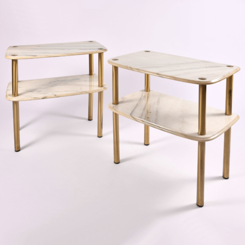 Pair Marble Topped Side Tables 01