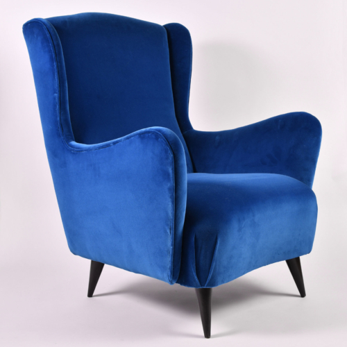 Paolo Buffa Blue Velvet Armchair 01