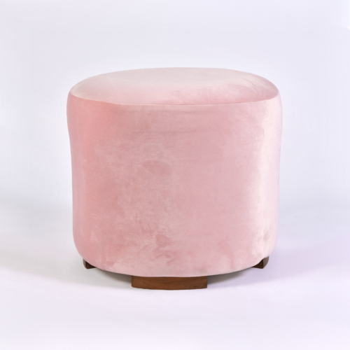 Pink Velvet Circular Stool 01