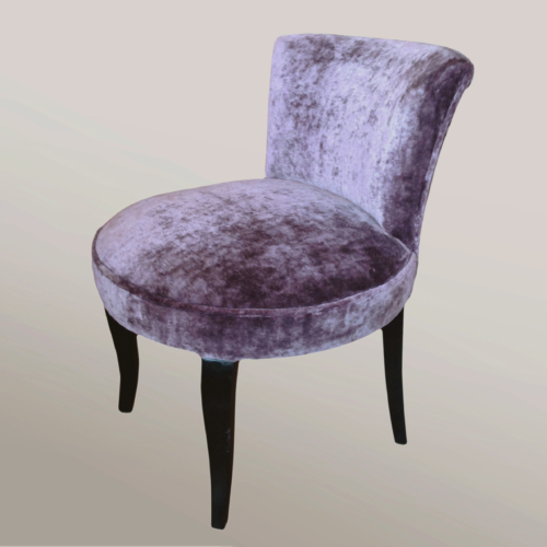 Upright purple upholstered dressing table seat Valerie Wade