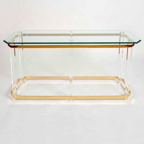 Valerie Wade Ft586 1970S Us Lucite Brass Console Table 01