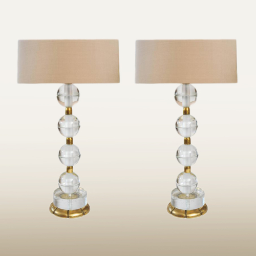 Valerie Wade Lt628 Pair Murano Glass Ball Lamps 01