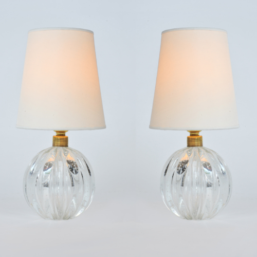 Valerie Wade Lt648 Pair 1950S Clear Murano Ball Lamps 01