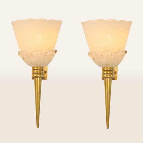 Valerie Wade Lw583 Pair 1950S Latte Wall Lights Attributed Venini 01