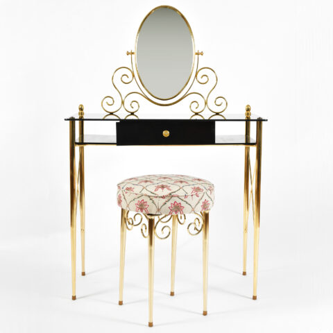 Black Glass And Brass Dressing Table 01