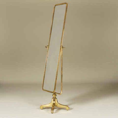 Free Standing Unusual Italian Brass Mirror 164 V1