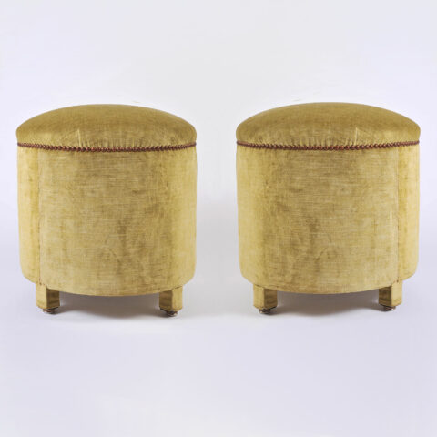 Green Yellow Upholstered Stools 01A