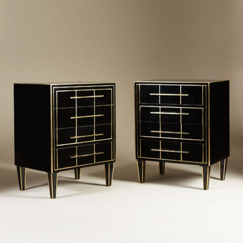 Italian Black Glass Bedsides 0142