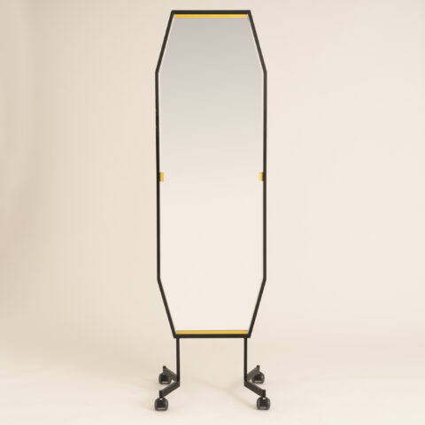 Italian Black Octagonal Floor Mirror 0302