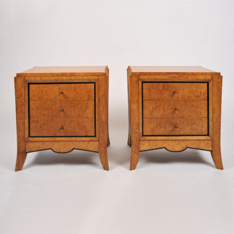 Pair Burr Walnut Bedside Tables 001 Vw