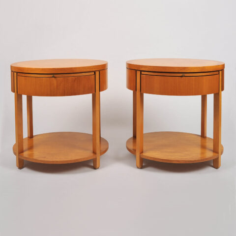 Pair Oval Bedside Tables 001 Vw