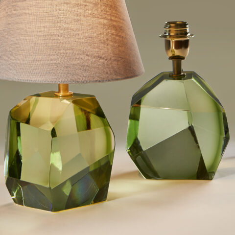 Pair Of Pale Green Rock Lamps 109 V1