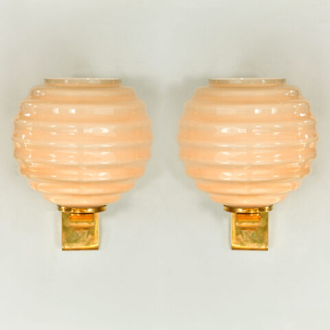 Pair Of Ribbed Globe Wall Lights 01