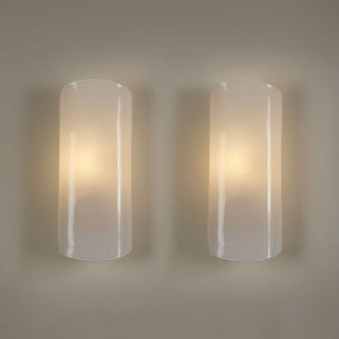 Pair Of White And Brass Wall Lights 075 V1