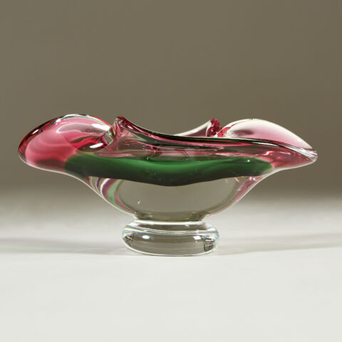 Pink And Green Czech Bowl 0004 V1