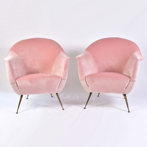 Pink Velvet Armchairs And Pouf 02