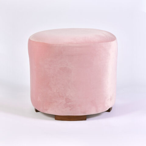 Pink Velvet Circular Stool 01