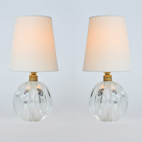 Valerie Wade Lt648 Pair 1950S Clear Murano Ball Lamps 01