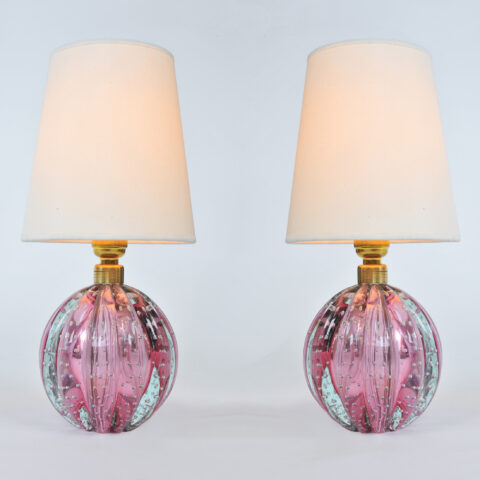 Valerie Wade Lt649 Pair 1950S Two Tone Murano Ball Lamps 01