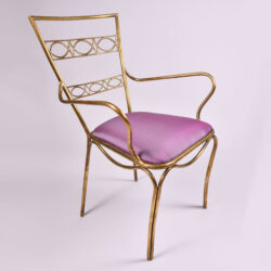 The image for Brass Chair Purple Upholstered Seat 01