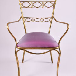 The image for Brass Chair Purple Upholstered Seat 02