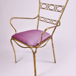 The image for Brass Chair Purple Upholstered Seat 03