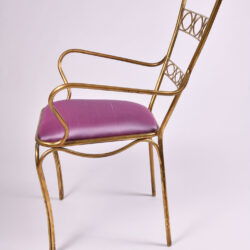 The image for Brass Chair Purple Upholstered Seat 04