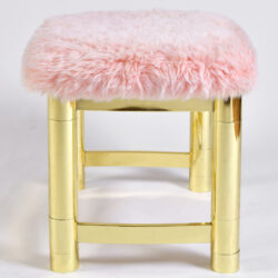 The image for Fluffy Pink Brass Stool 03