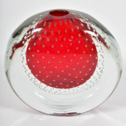 The image for Murano Red Bubble Vase 03